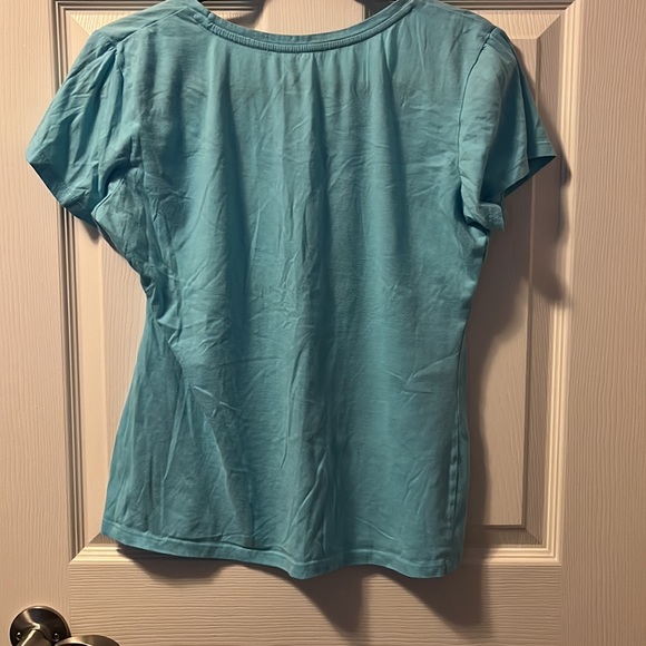 Women’s Jessica Tee T-Shirt Too Light Aqua Blue-Green Cotton/Poly Lg 14-16 - Picture 2 of 4